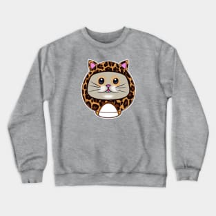 Cute Kitty Leopard Print Daruma Doll Crewneck Sweatshirt